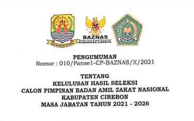 Kelulusan Hasil Seleksi Calon Pimpinan Badan Amil Zakat Nasional (BAZNAS) Kabupaten Cirebon Masa Jabatan Tahun 2021-2026